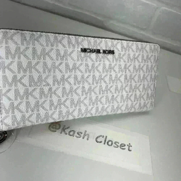 Michael Kors Travel Continental Large Wallet MK Signature Bright White - Picture 3 of 8